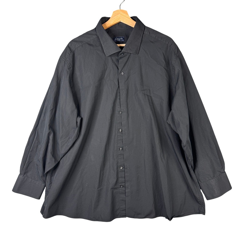 Proper Cloth Miles 120s Black Broadcloth Shirt 19.5 34 Classic Fit Cotton Shirt